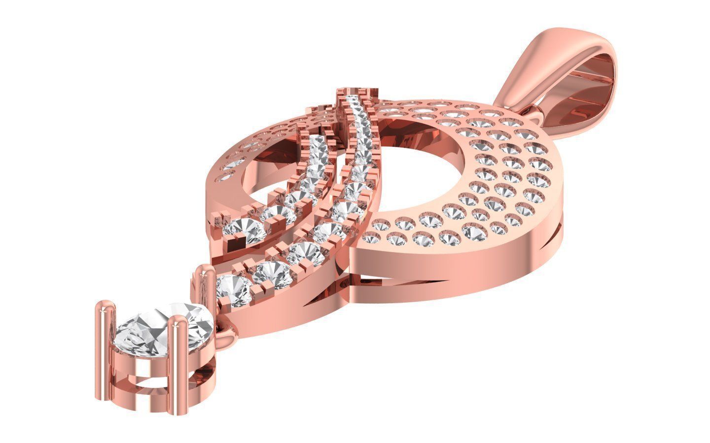 Solitaire Women Pendant 3dm STL OBJ FBX Render Details 3D print model_1