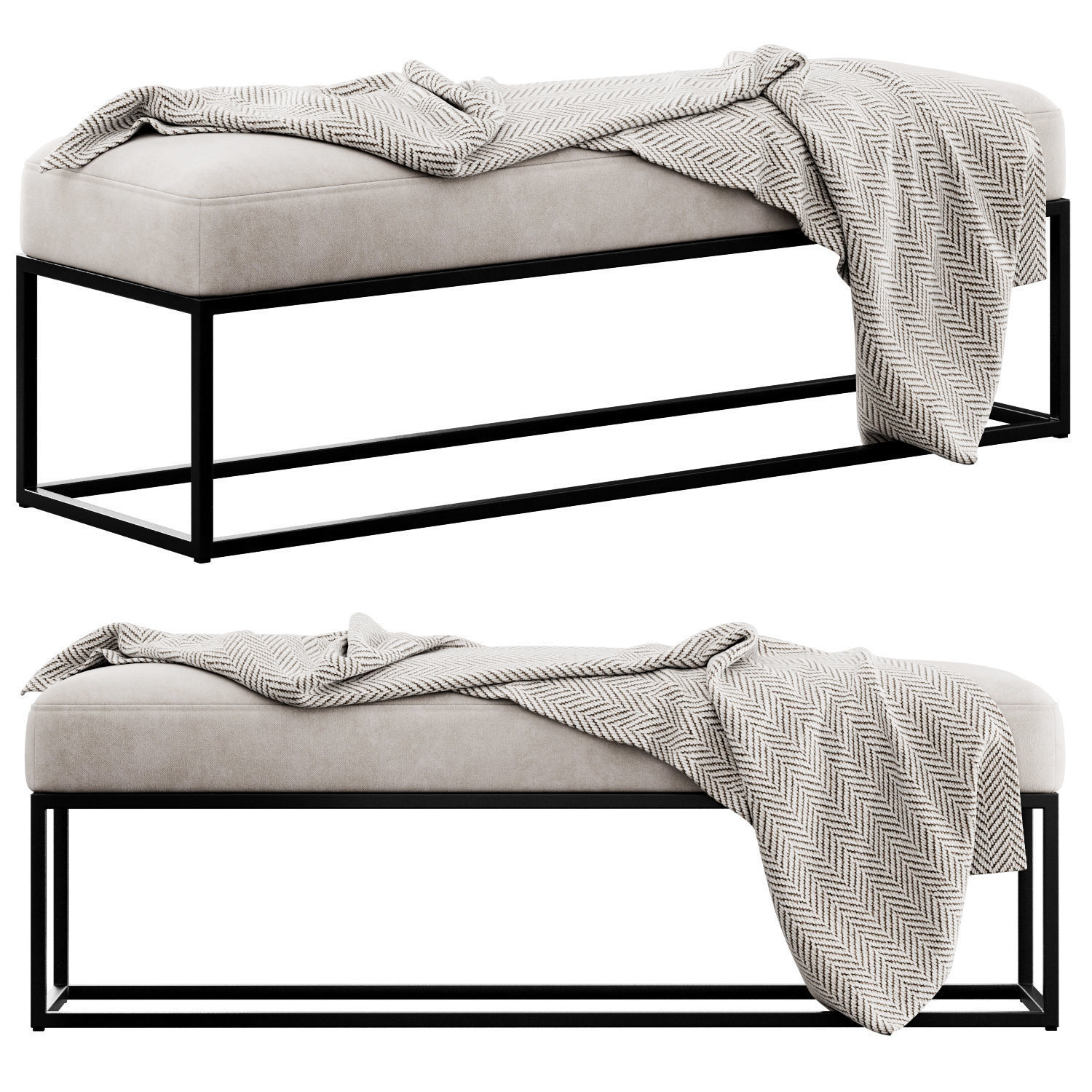 Millie Bench By Pottery Barn 3D model_2