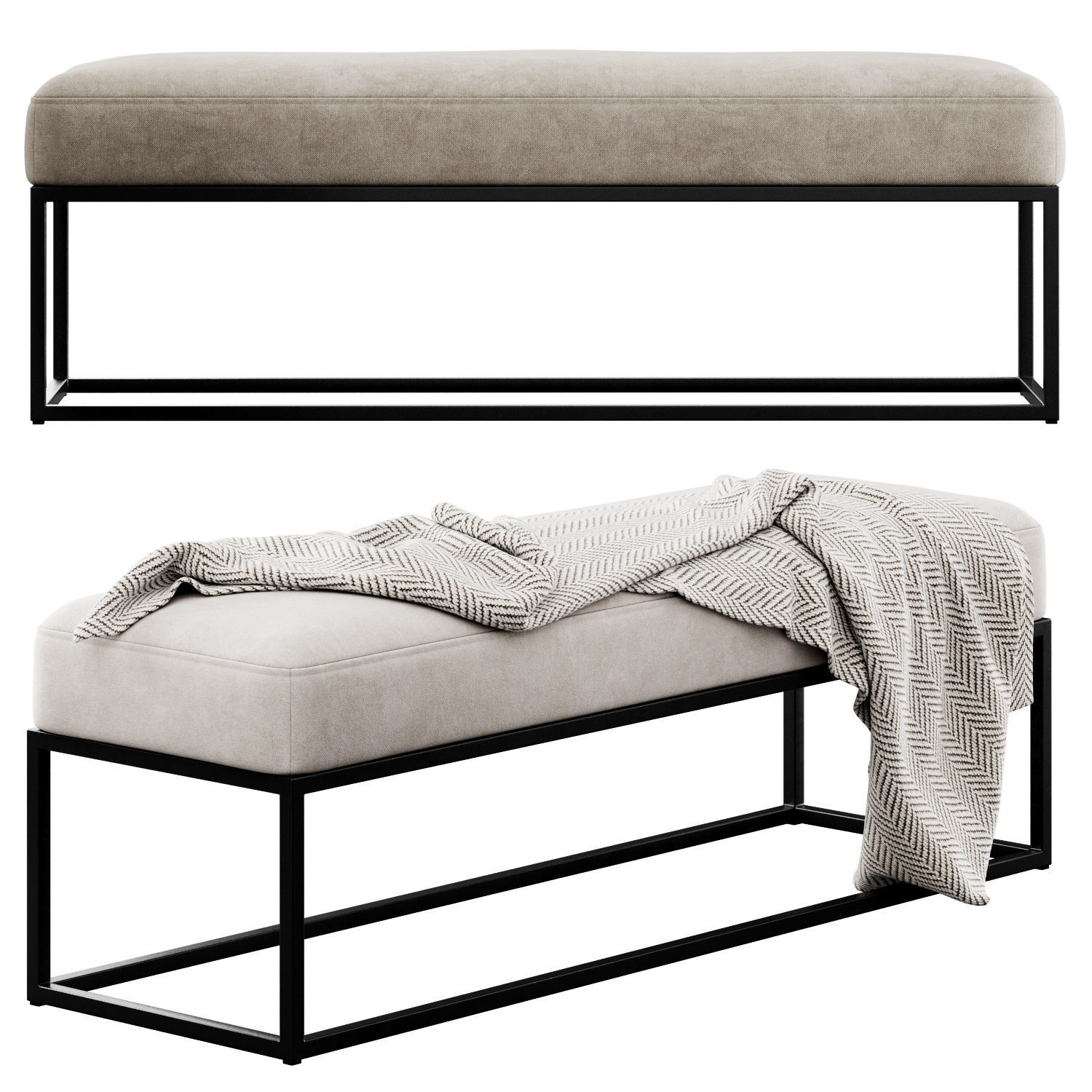 Millie Bench By Pottery Barn 3D model_1