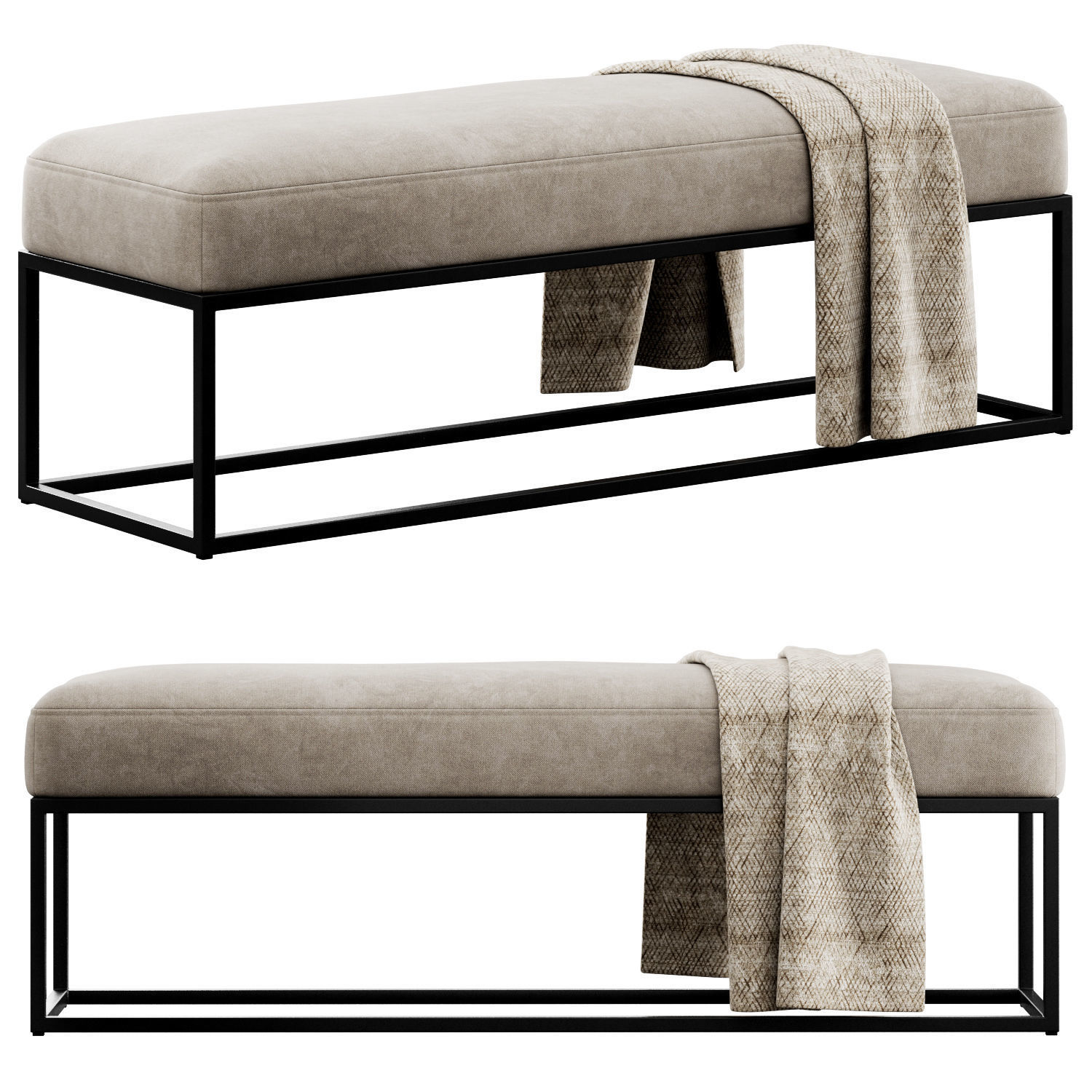 Millie Bench By Pottery Barn 3D model_3