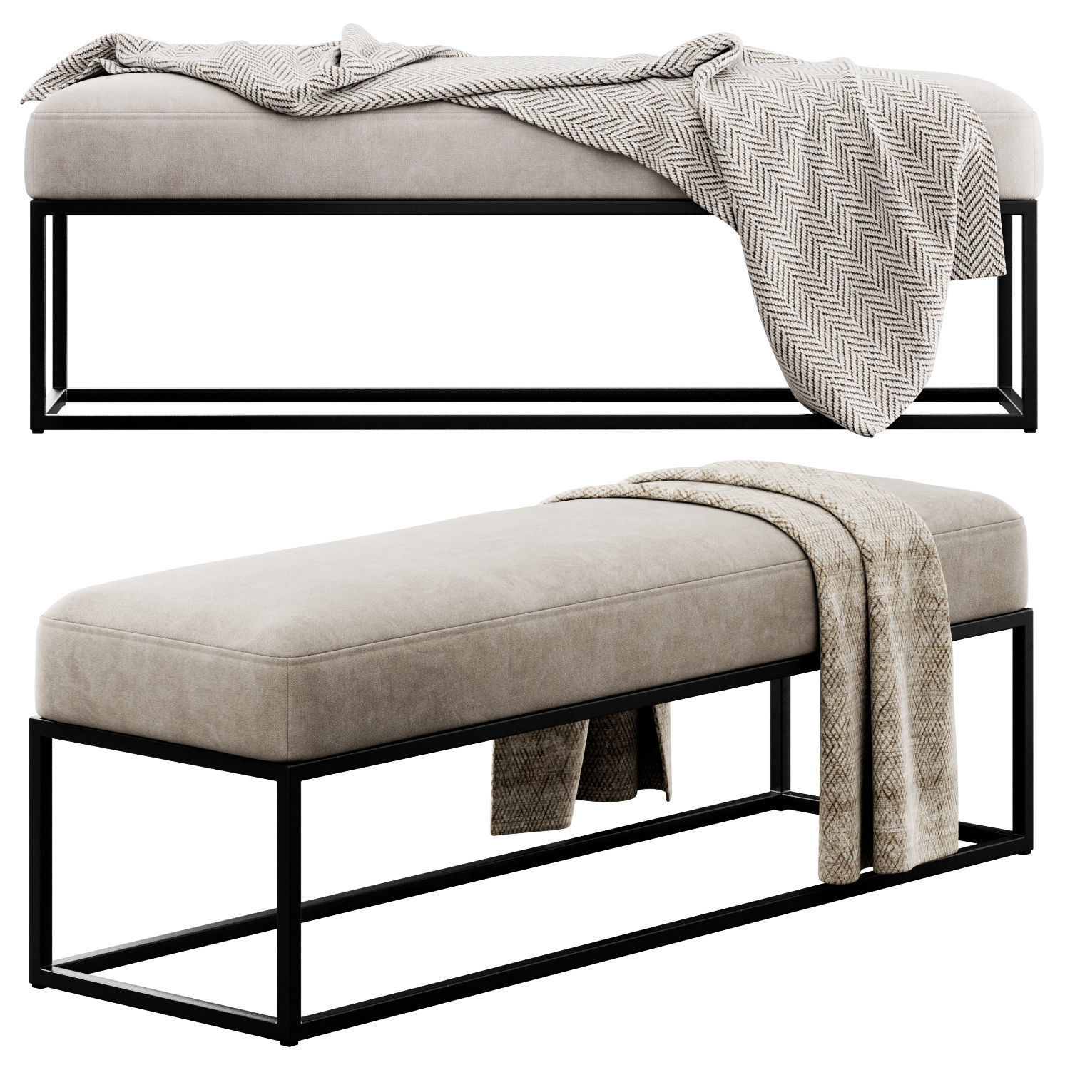 Millie Bench By Pottery Barn 3D model_7
