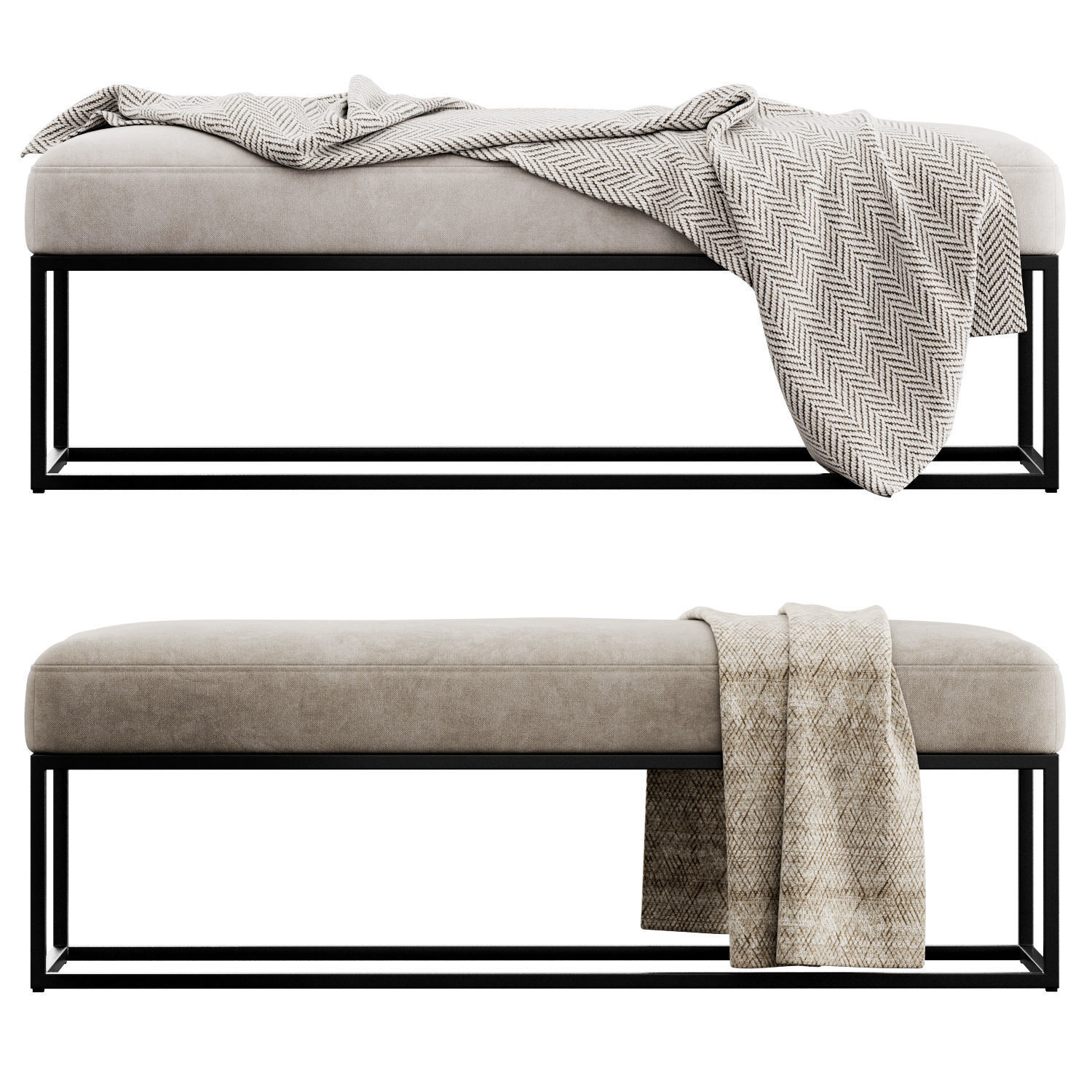 Millie Bench By Pottery Barn 3D model_4