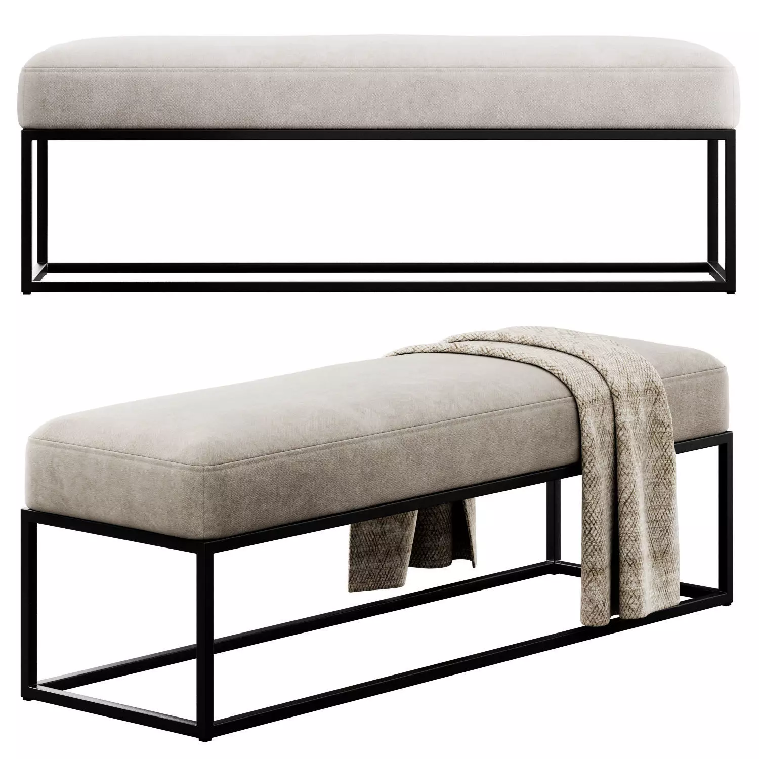 Millie Bench By Pottery Barn 3D model_0