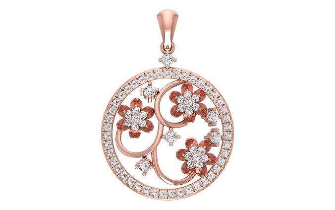 Solitaire Women Pendant 3dm STL OBJ FBX Render Details 3D print model