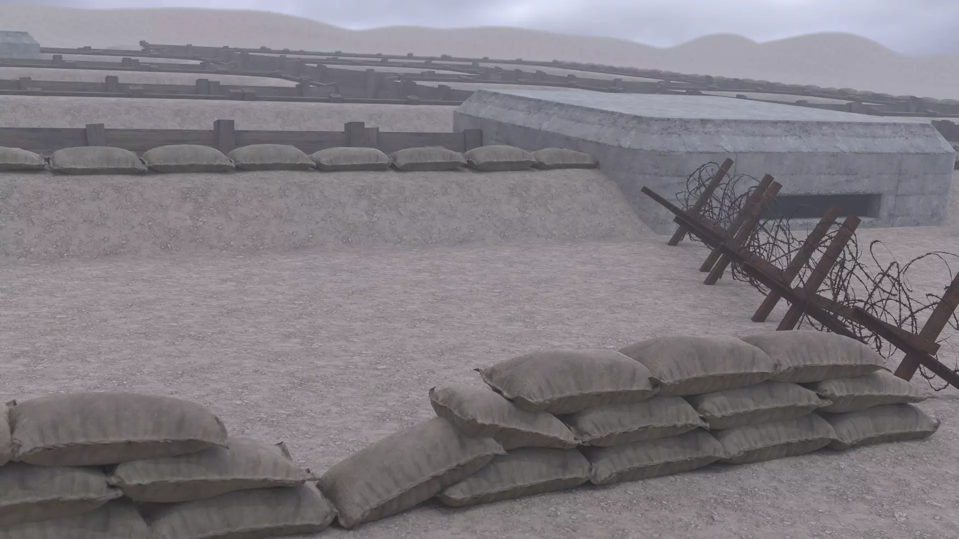 Lowpoly Modular War Trenches Kit Low-poly 3D model