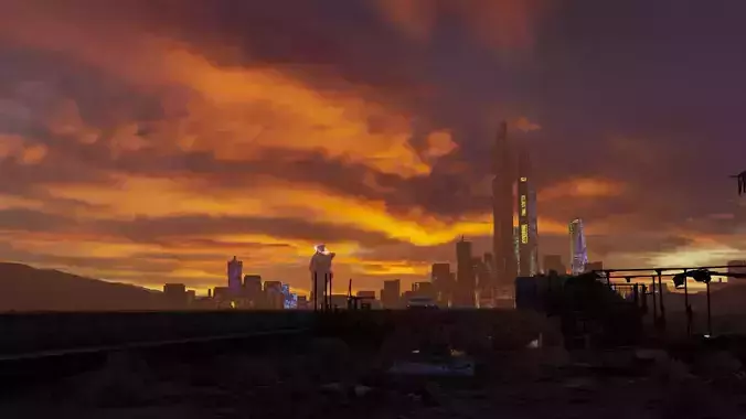 scifi city Low-poly 3D model