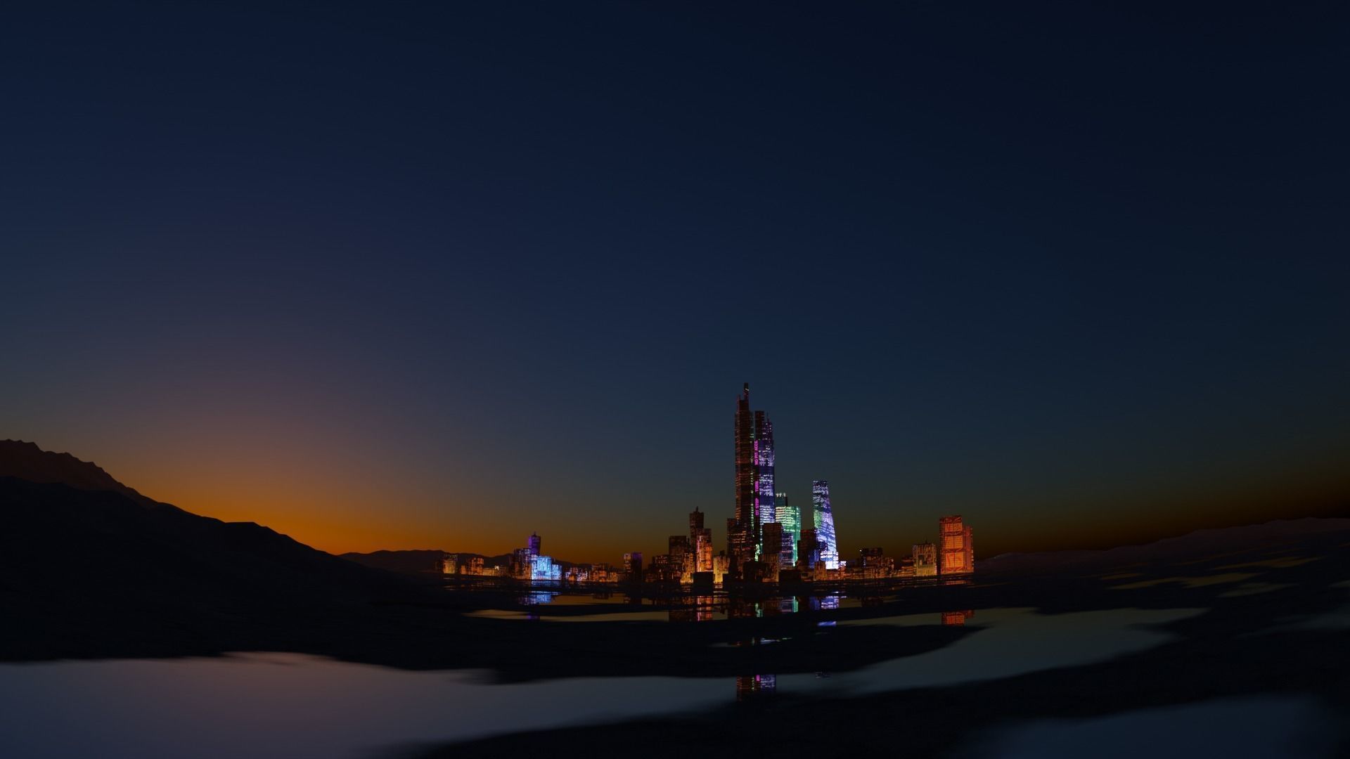 scifi city Low-poly 3D model_1