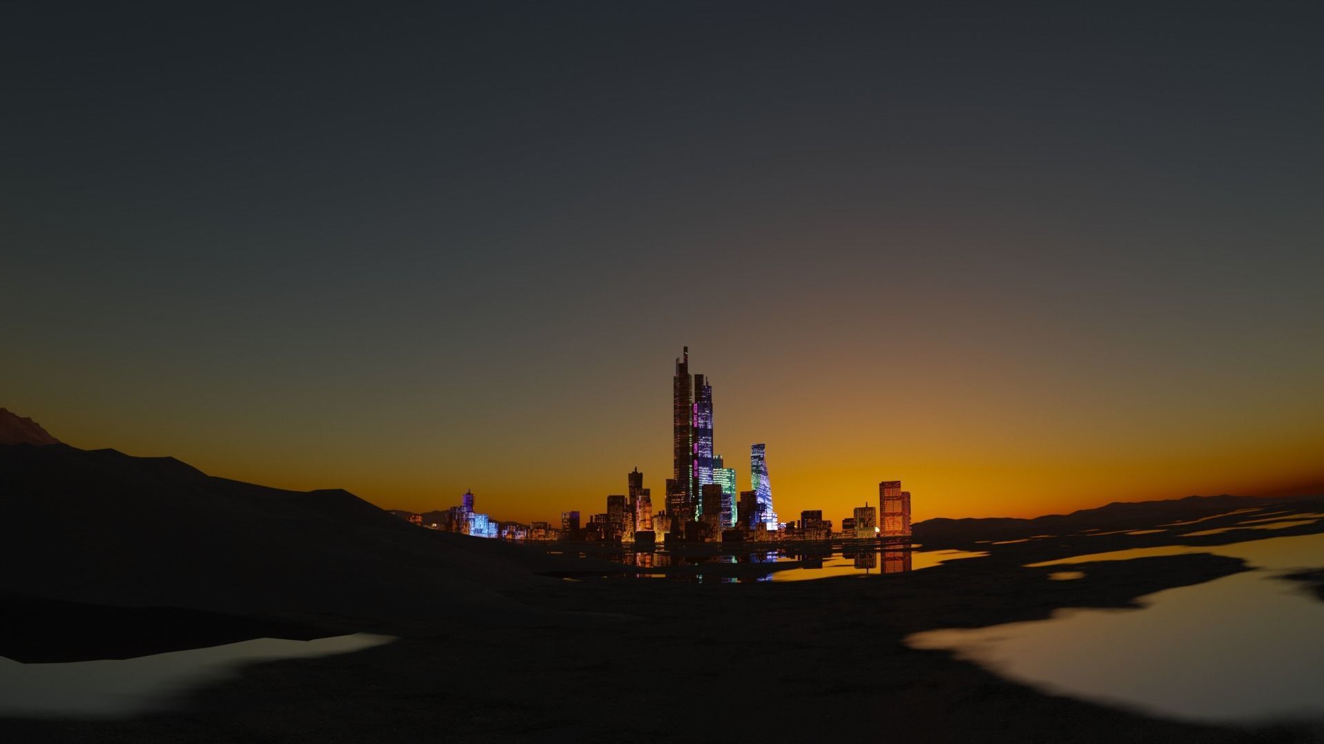 scifi city Low-poly 3D model_2