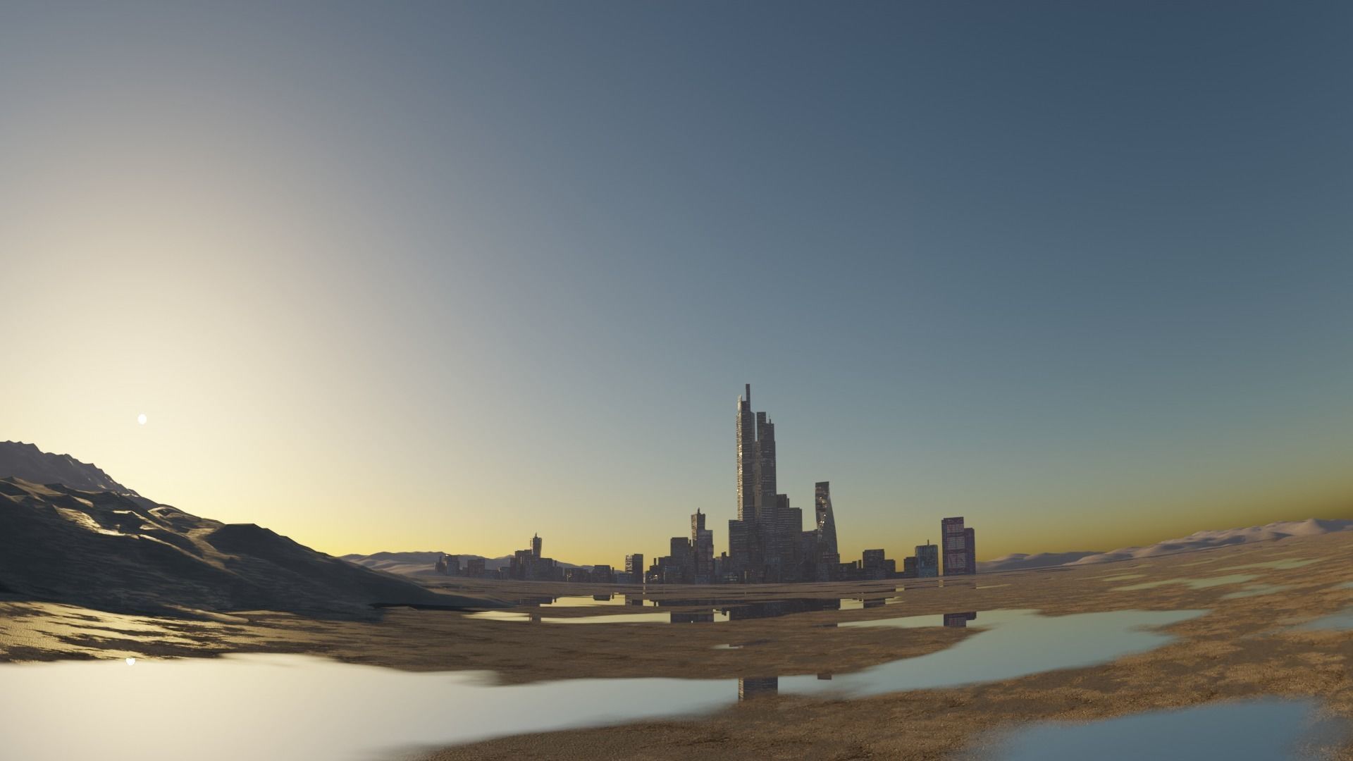 scifi city Low-poly 3D model_3