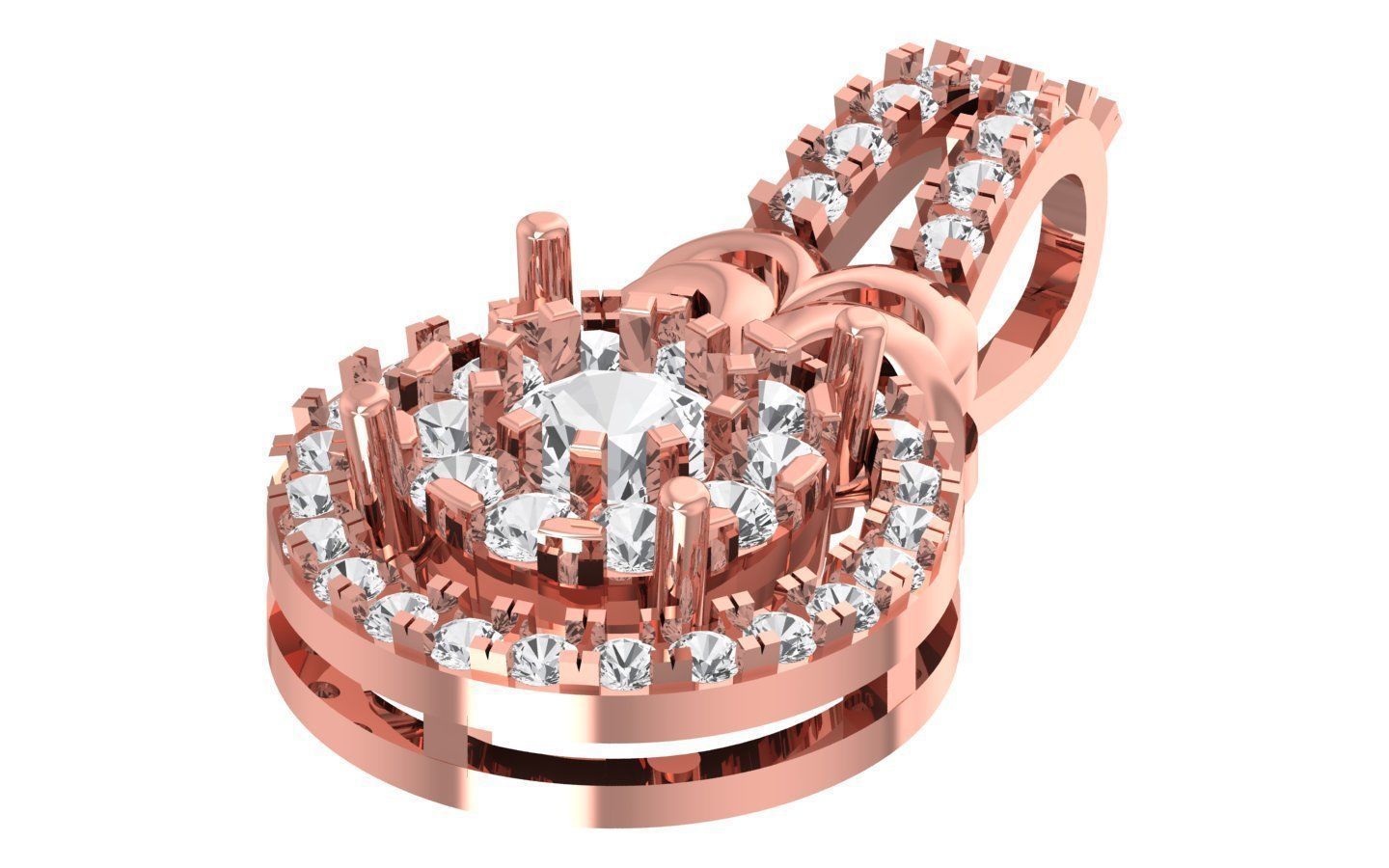 Solitaire Women Pendant 3dm STL OBJ FBX Render Details 3D print model_2