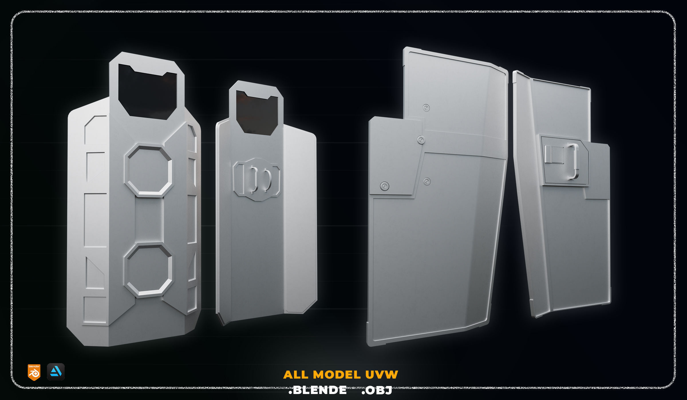 10 SCI-FI SHEILD POLICE GAME ASSET 3D model_5