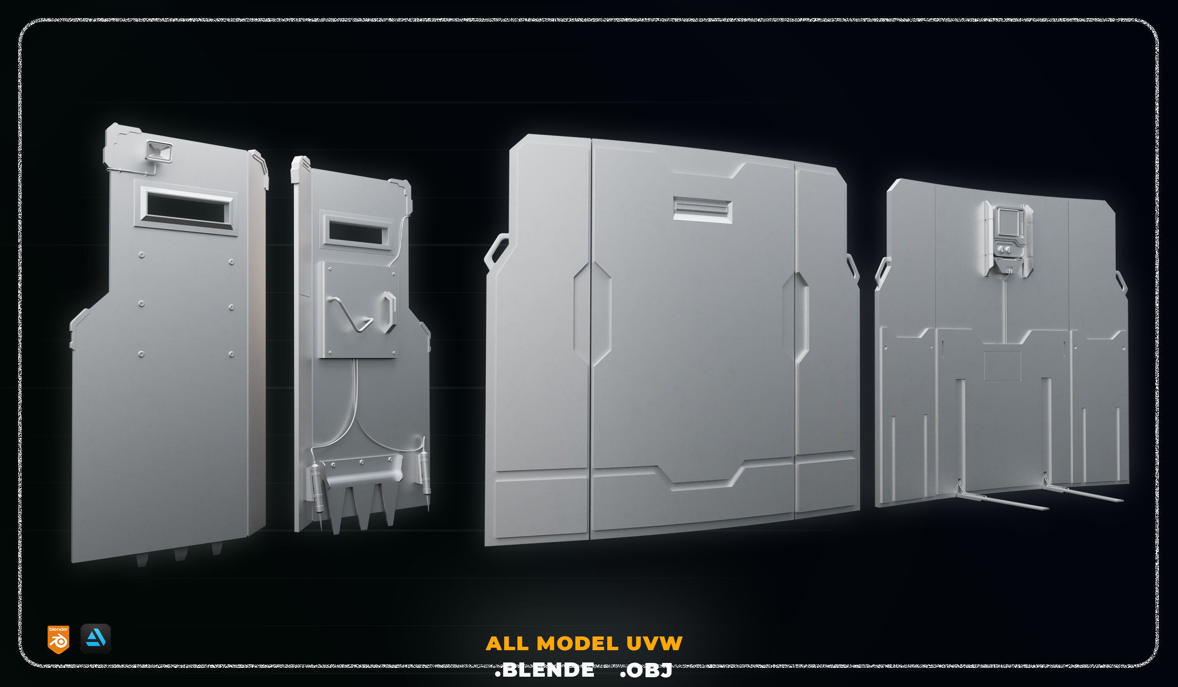 10 SCI-FI SHEILD POLICE GAME ASSET 3D model_3