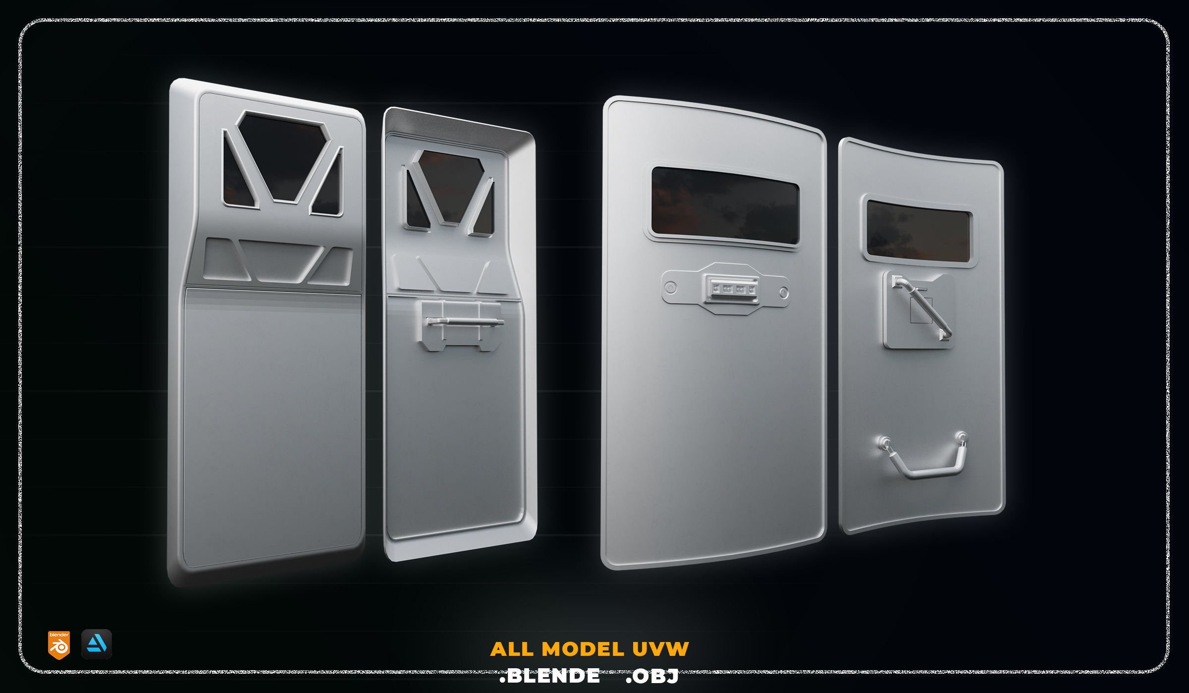 10 SCI-FI SHEILD POLICE GAME ASSET 3D model_6