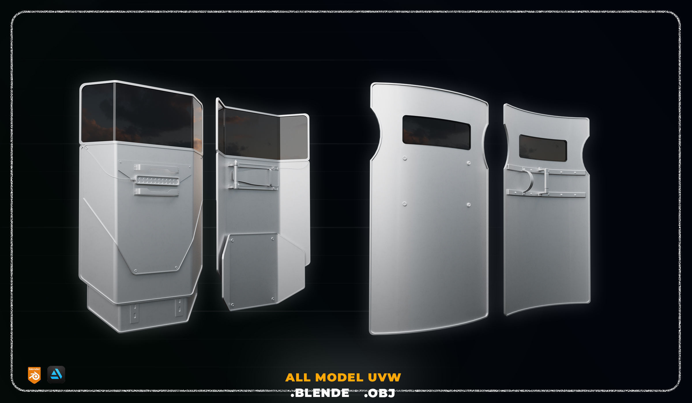 10 SCI-FI SHEILD POLICE GAME ASSET 3D model_2