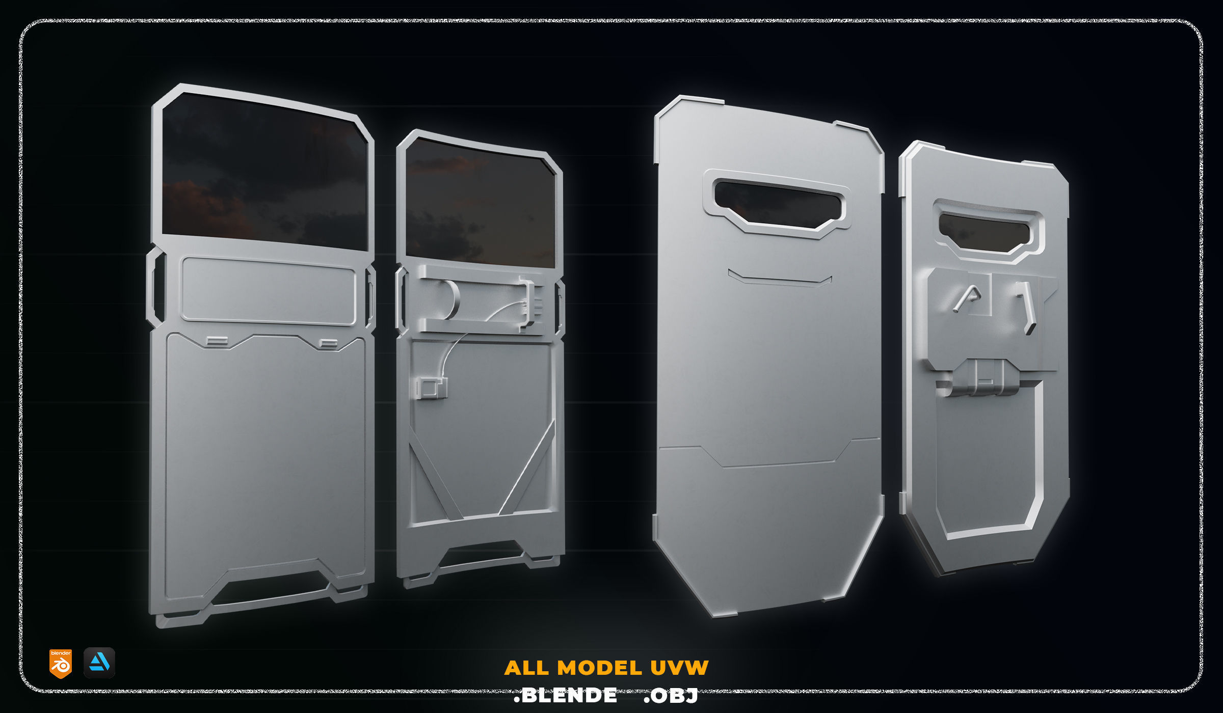 10 SCI-FI SHEILD POLICE GAME ASSET 3D model_4