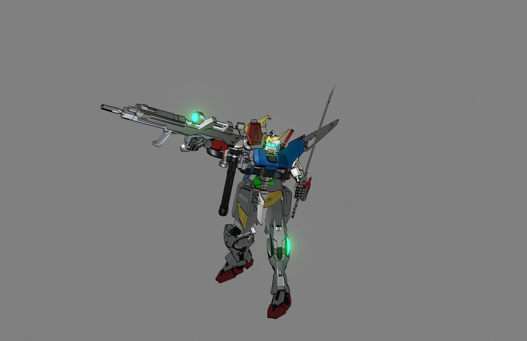Attacker Gundam 1 A 3D model_9