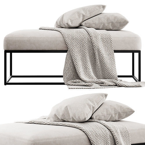 Millie Ottoman By Pottery Barn 3D model 7