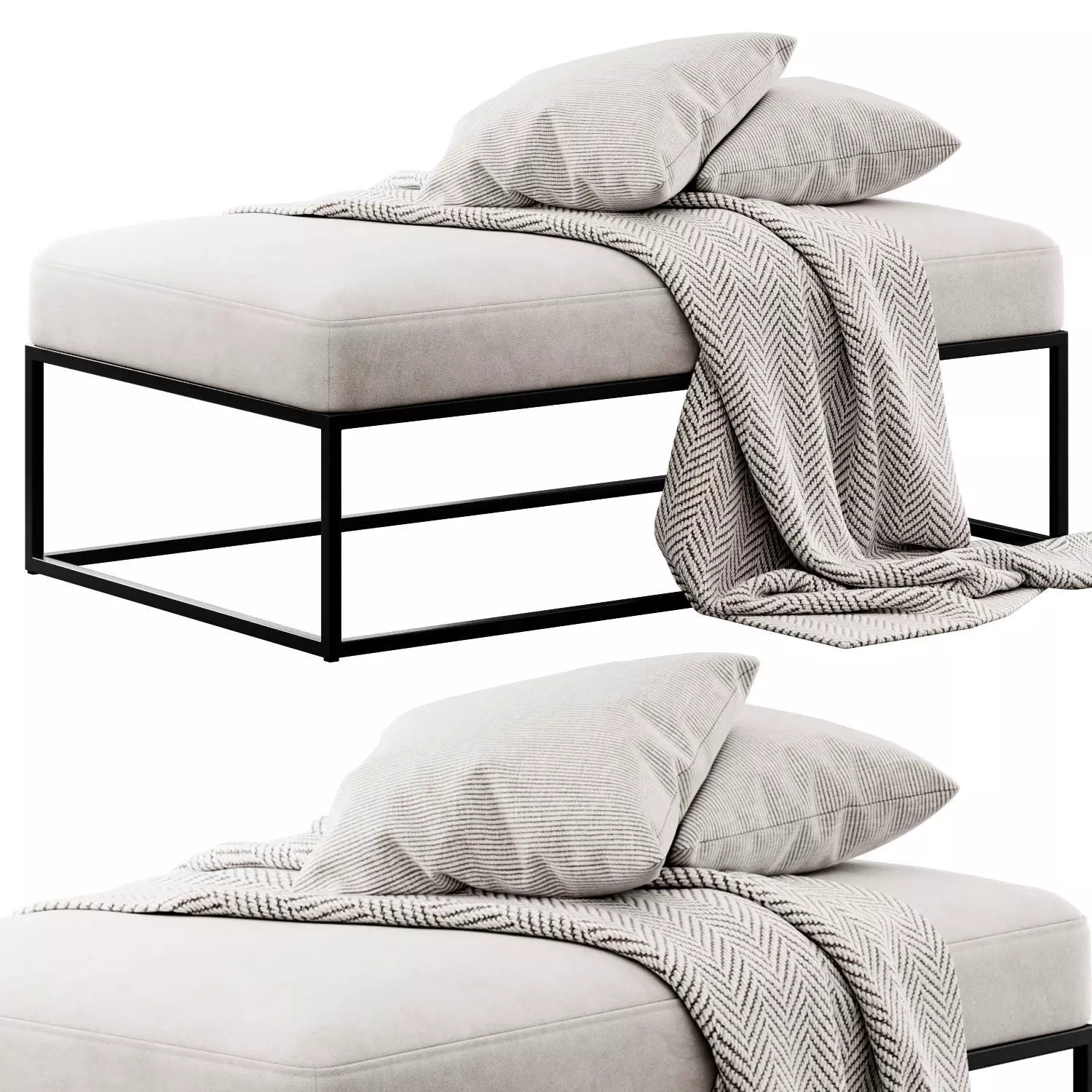 Millie Ottoman By Pottery Barn 3D model