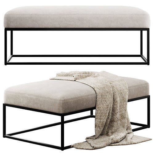 Millie Ottoman By Pottery Barn 3D model 3