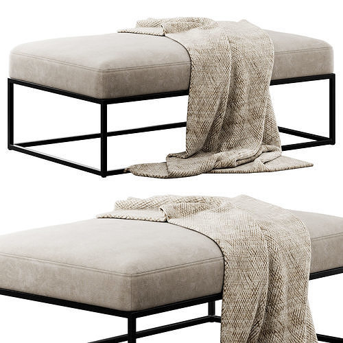 Millie Ottoman By Pottery Barn 3D model 2