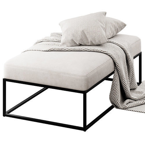 Millie Ottoman By Pottery Barn 3D model 4