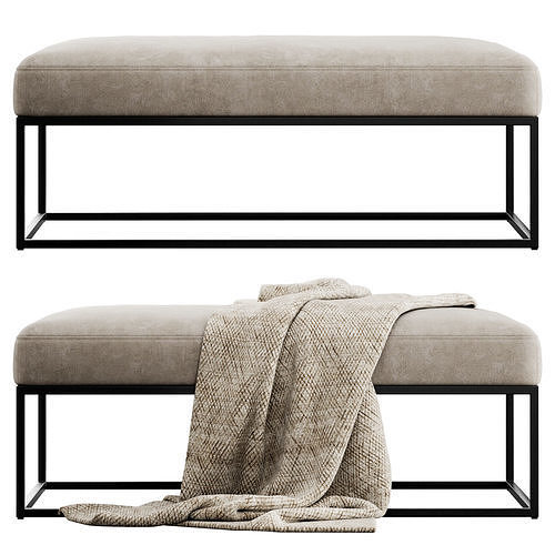 Millie Ottoman By Pottery Barn 3D model 6