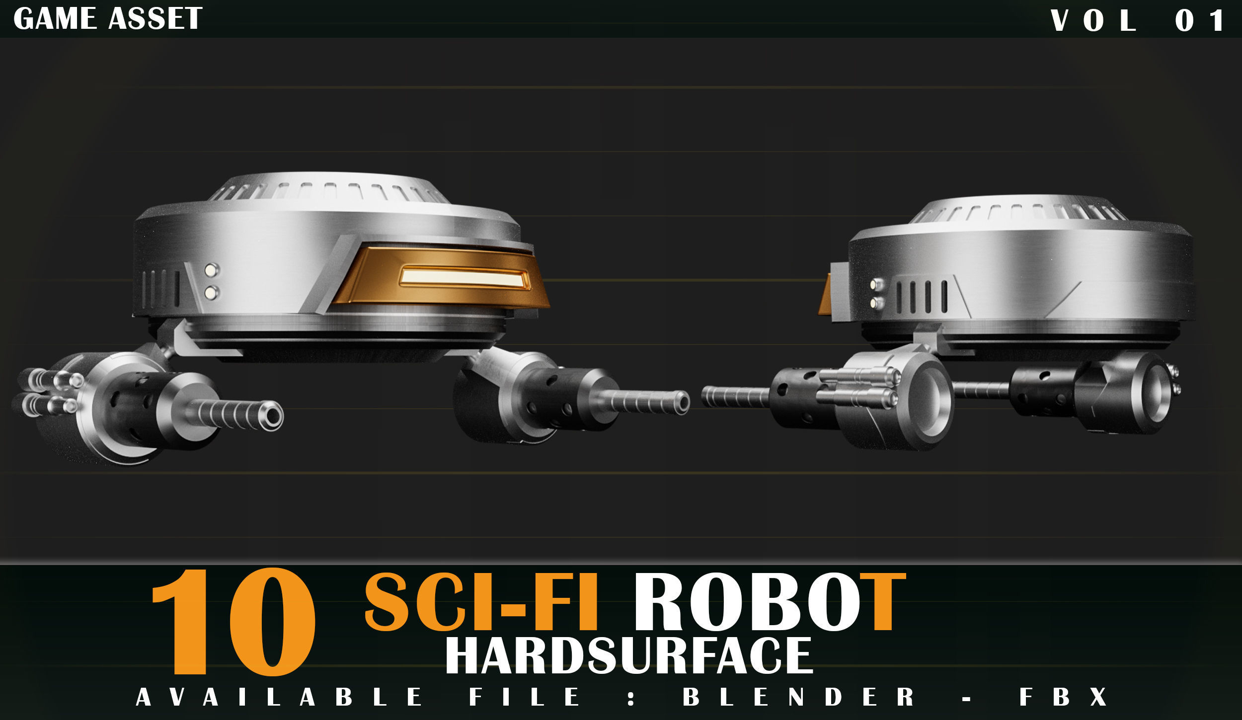 10 SCI-FI ROBOT GAME ASSET 3D model_4