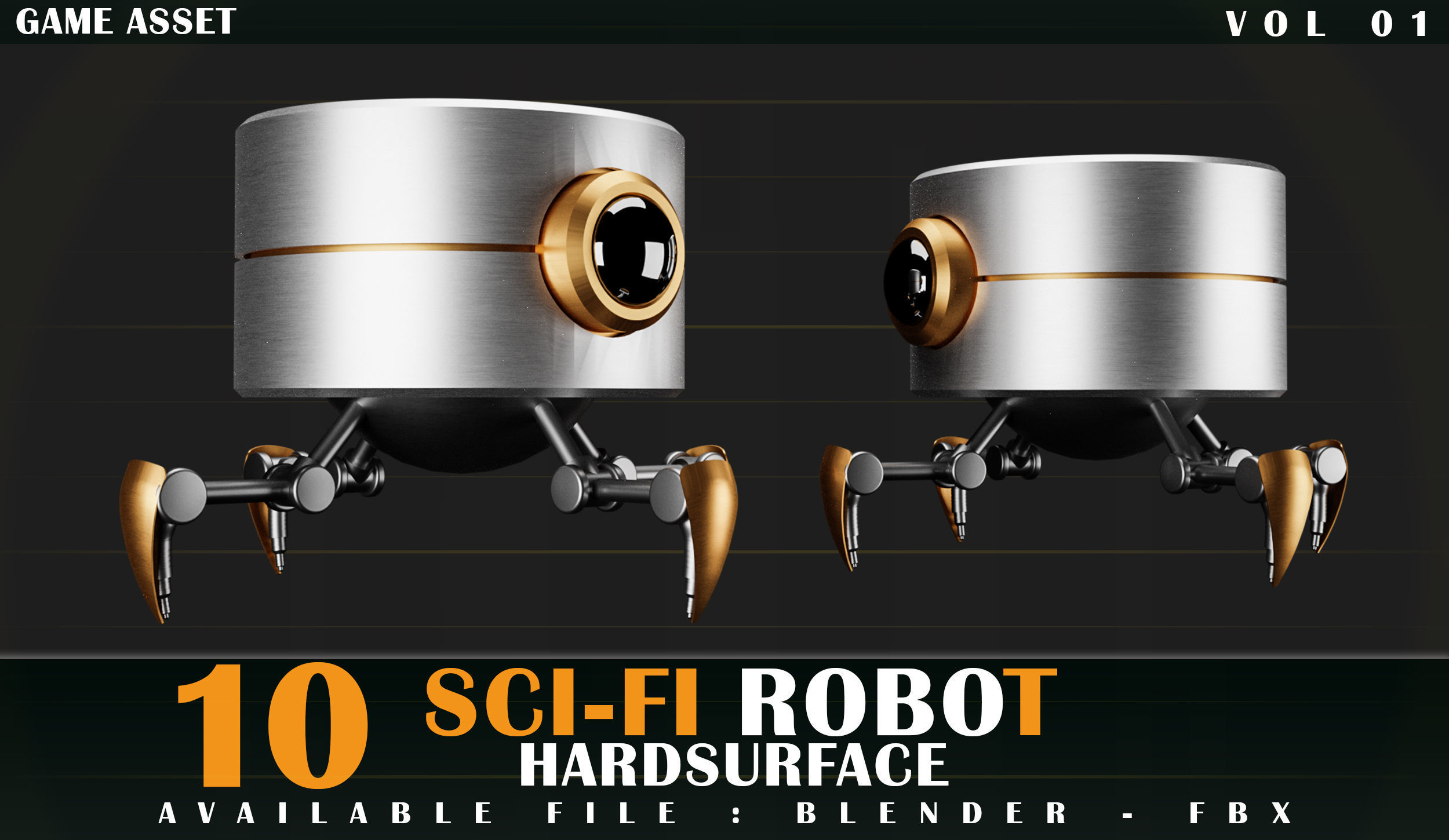 10 SCI-FI ROBOT GAME ASSET 3D model_8