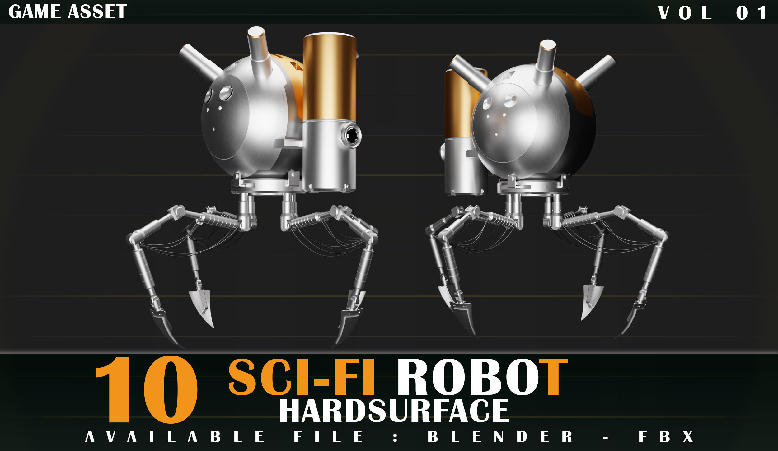 10 SCI-FI ROBOT GAME ASSET 3D model_2