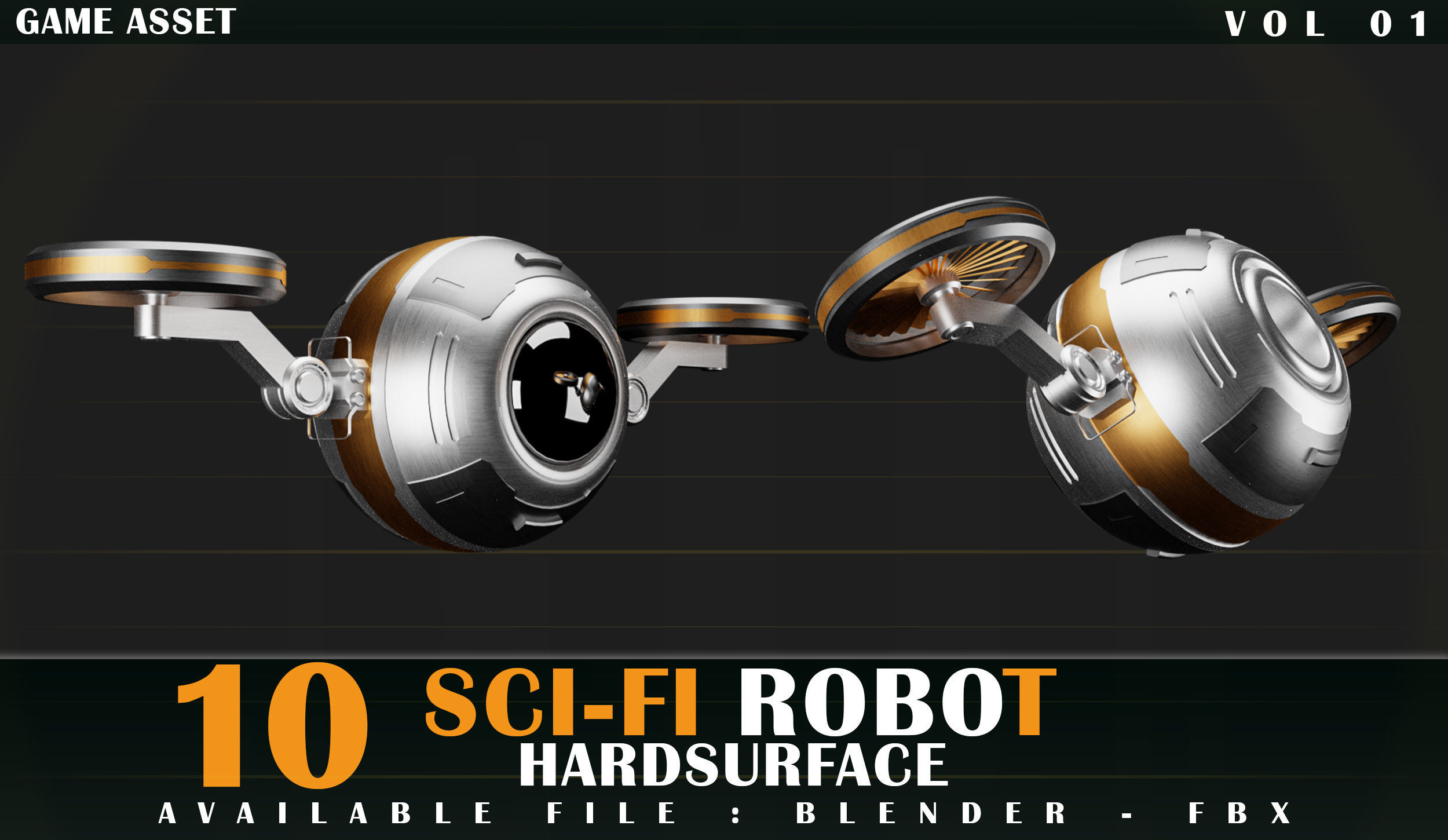 10 SCI-FI ROBOT GAME ASSET 3D model_9