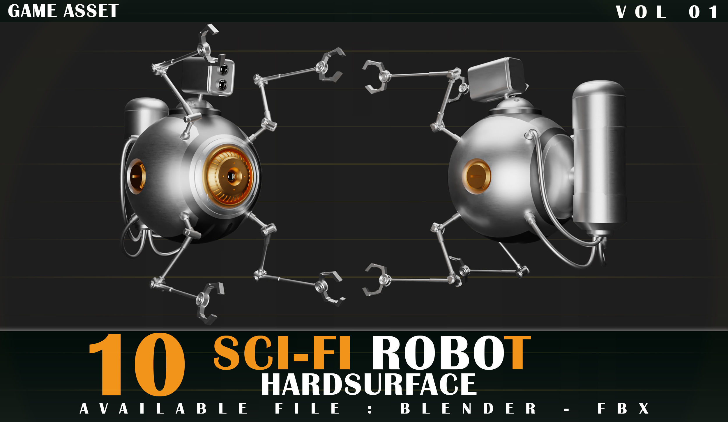 10 SCI-FI ROBOT GAME ASSET 3D model_3