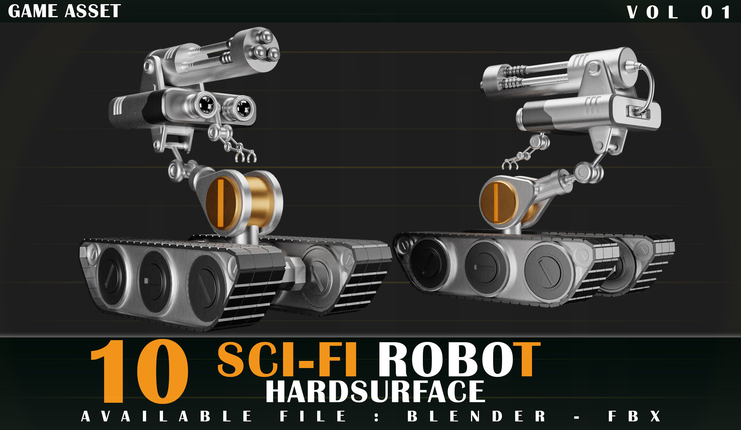 10 SCI-FI ROBOT GAME ASSET 3D model_6