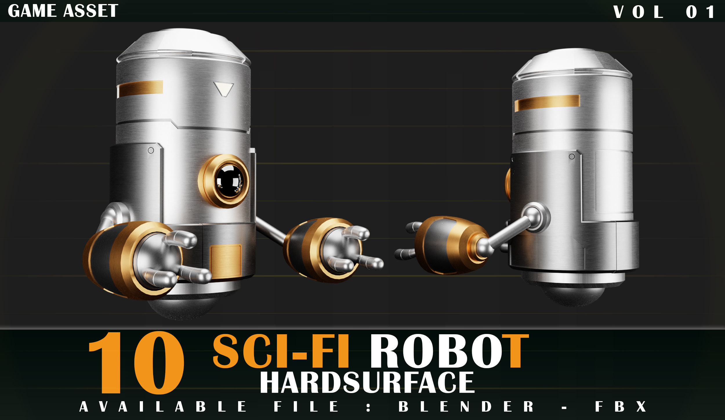 10 SCI-FI ROBOT GAME ASSET 3D model_10