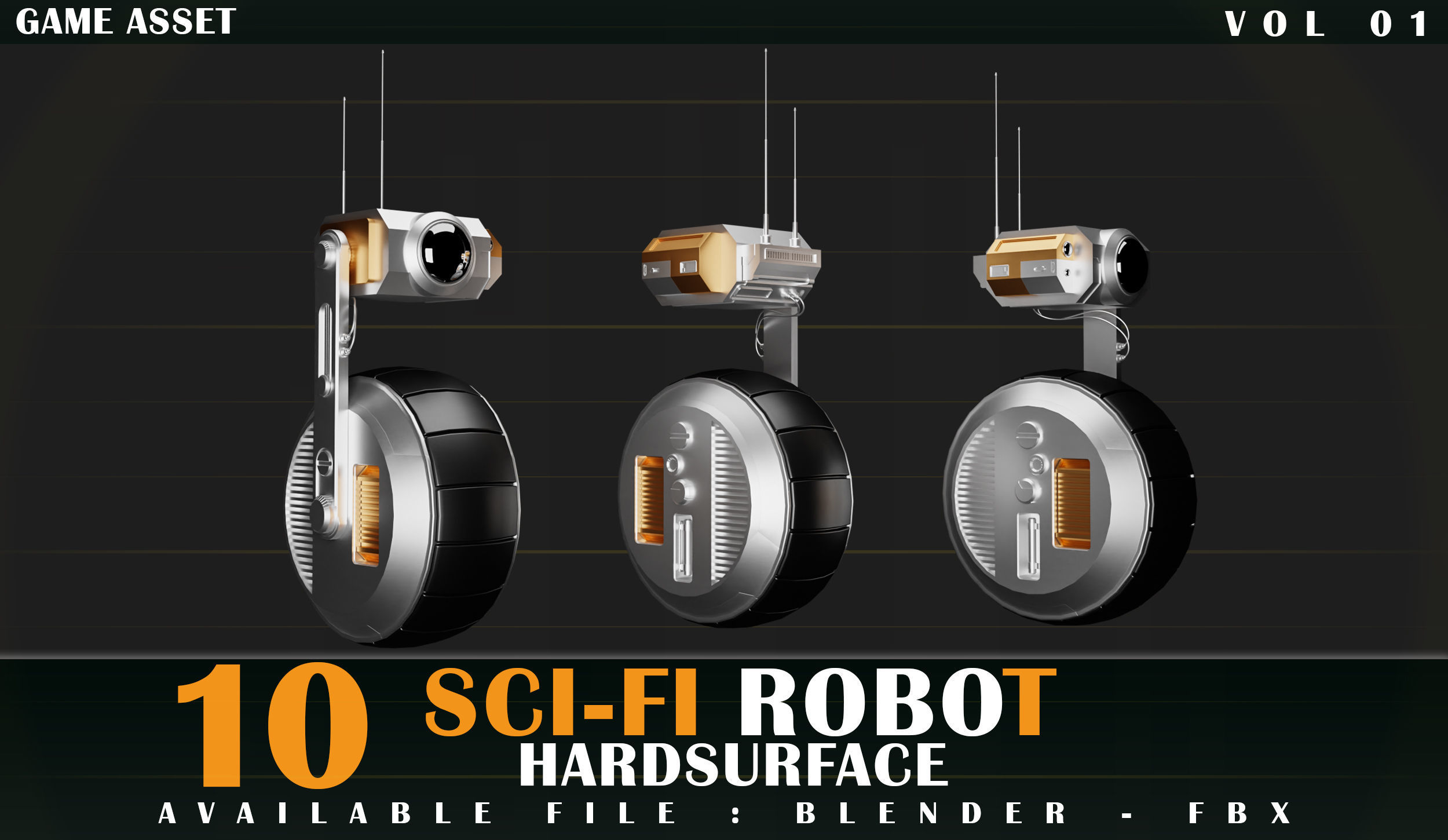 10 SCI-FI ROBOT GAME ASSET 3D model_1