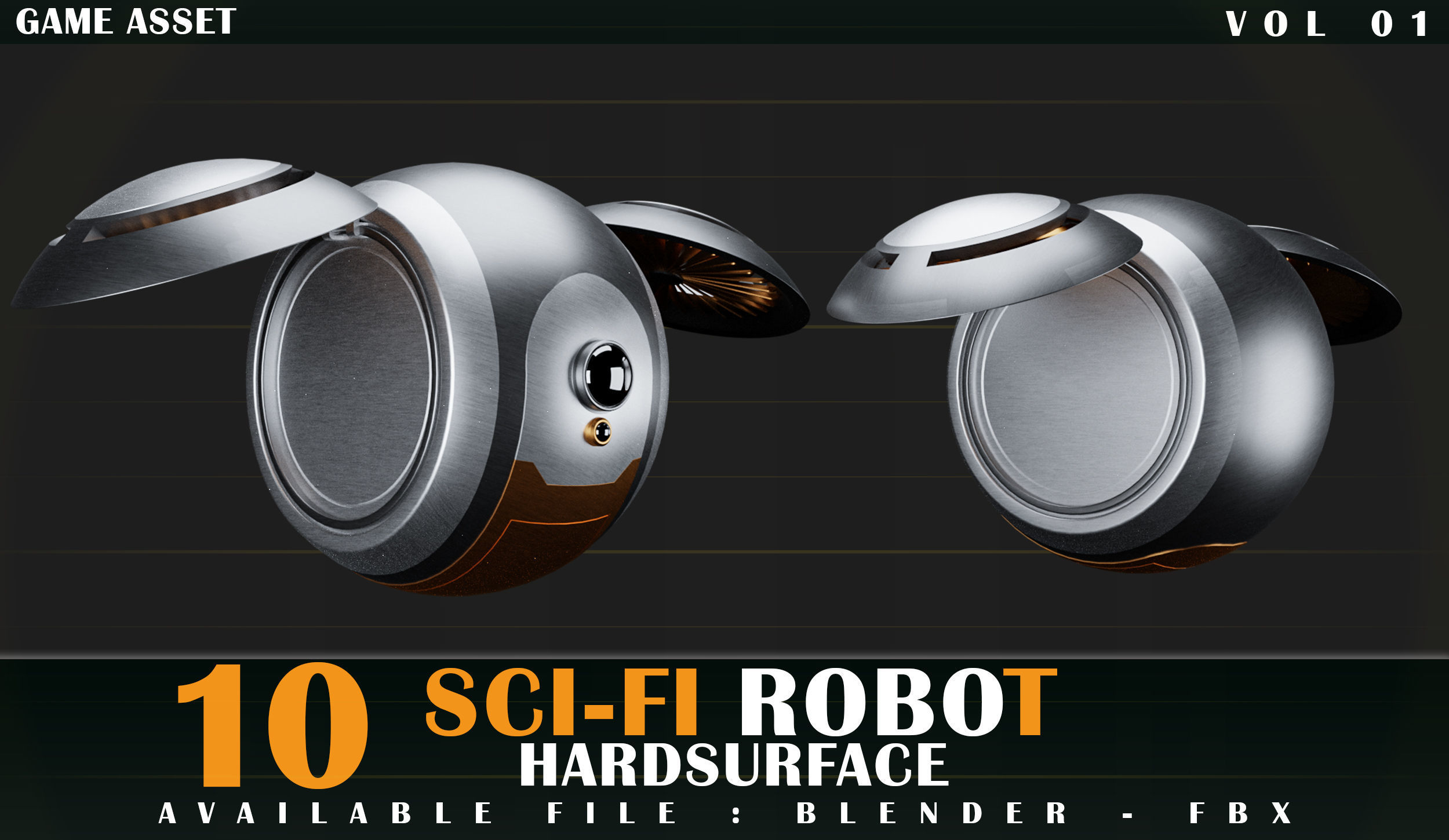 10 SCI-FI ROBOT GAME ASSET 3D model_7