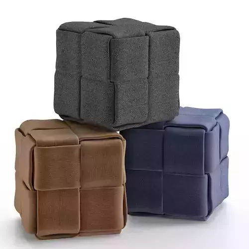 Joy Contemporary Short Ottoman in Blue 3d model