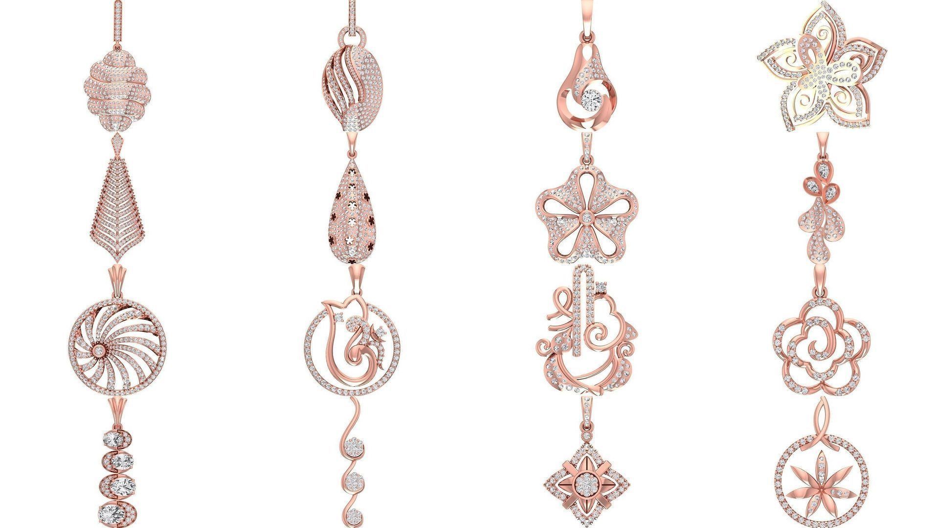 120 Solitaire Women Pendant 3dm STL OBJ FBX Details Collection _1