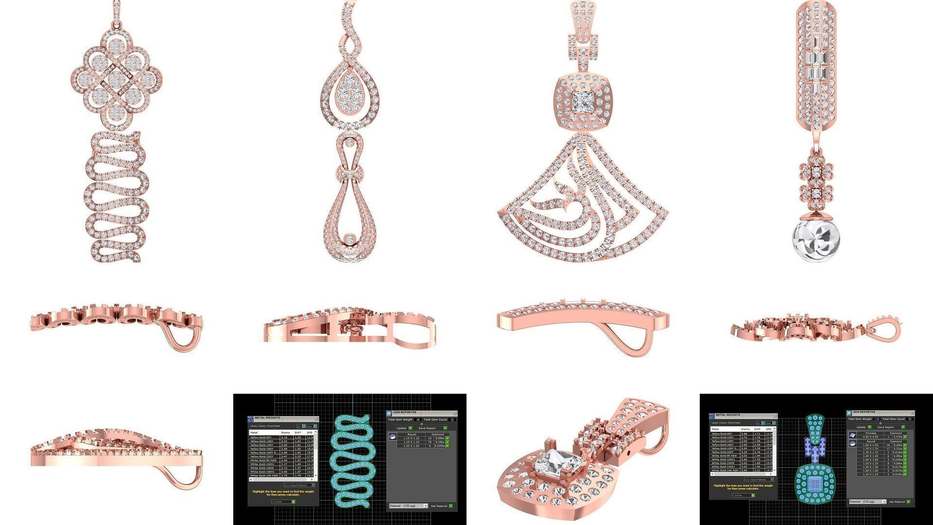 120 Solitaire Women Pendant 3dm STL OBJ FBX Details Collection _7