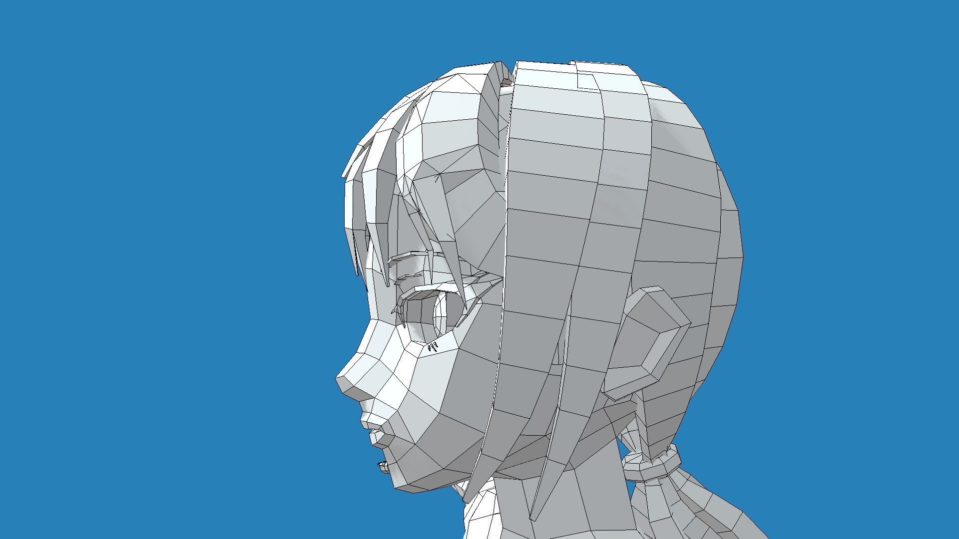 Female anime base mesh character Low-poly 3D model_5