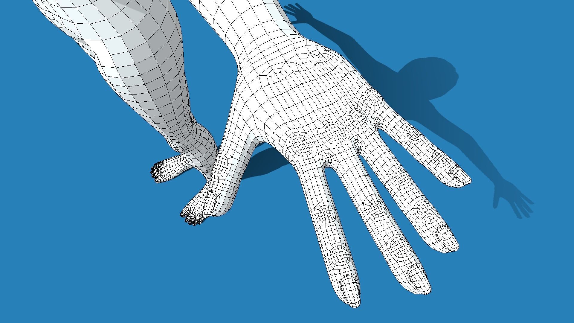 Female anime base mesh character Low-poly 3D model_8