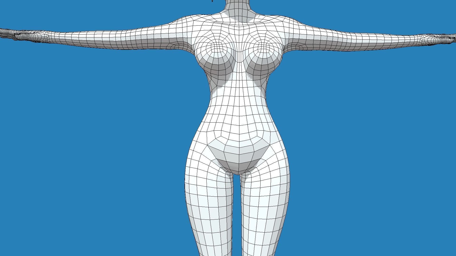 Female anime base mesh character Low-poly 3D model_9