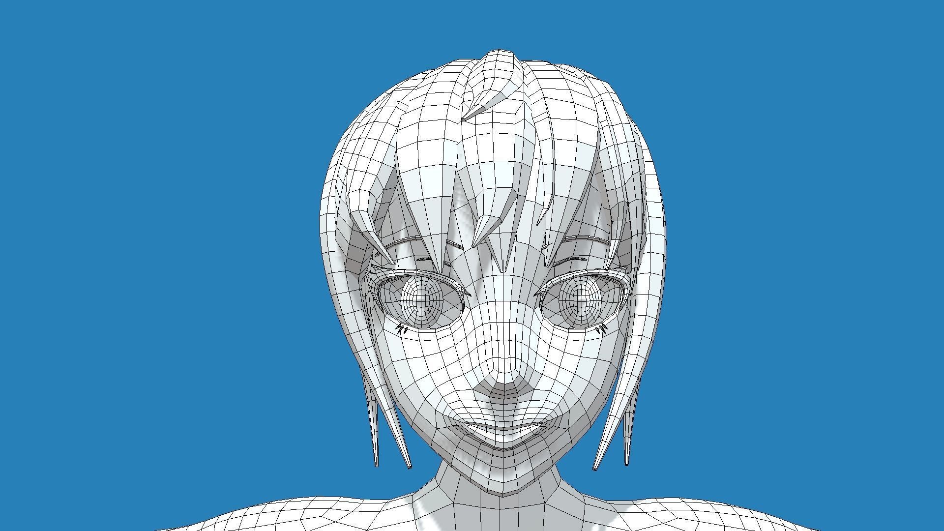 Female anime base mesh character Low-poly 3D model_6