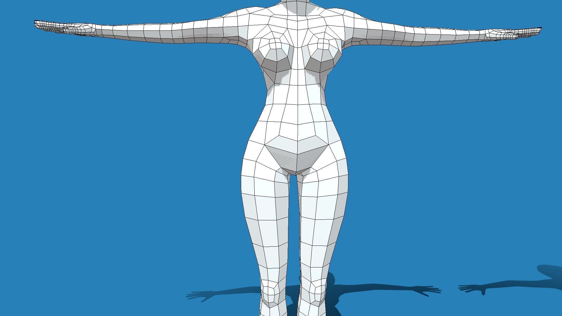 Female anime base mesh character Low-poly 3D model_12