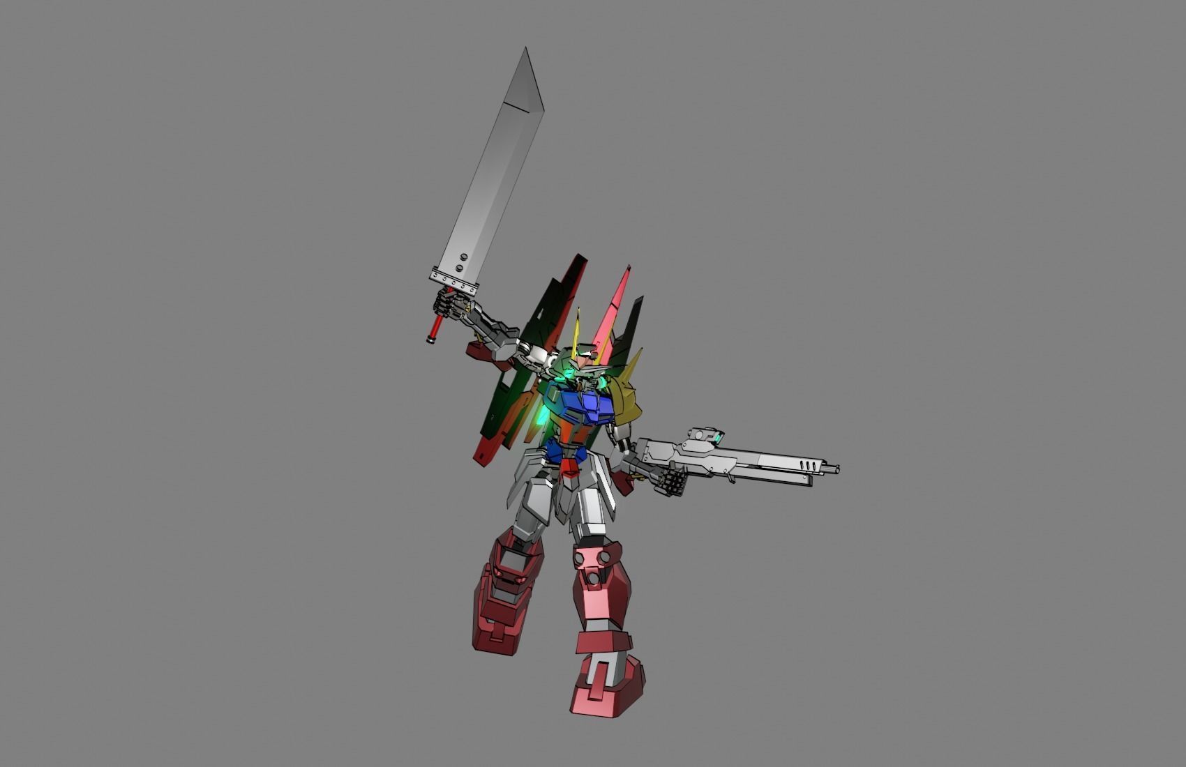 Attacker Gundam B 4 3D model_23