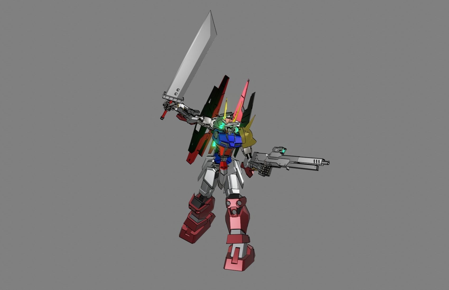 Attacker Gundam B 4 3D model_11