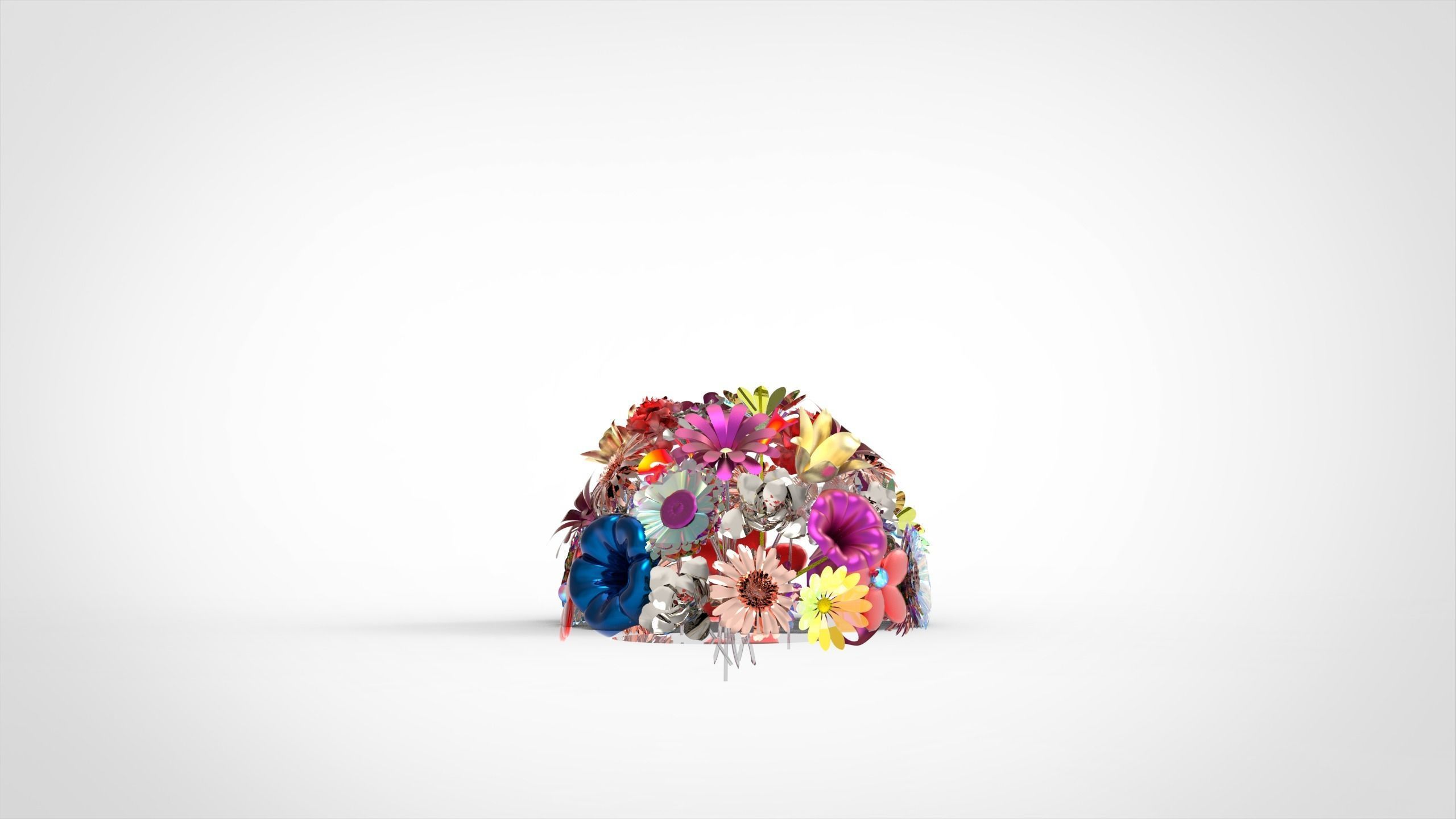 Flowers Ball Sculpture 3D model_1