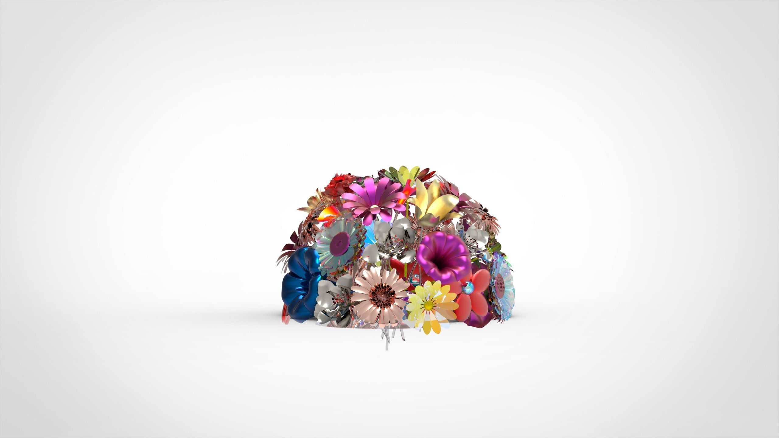 Flowers Ball Sculpture 3D model_3