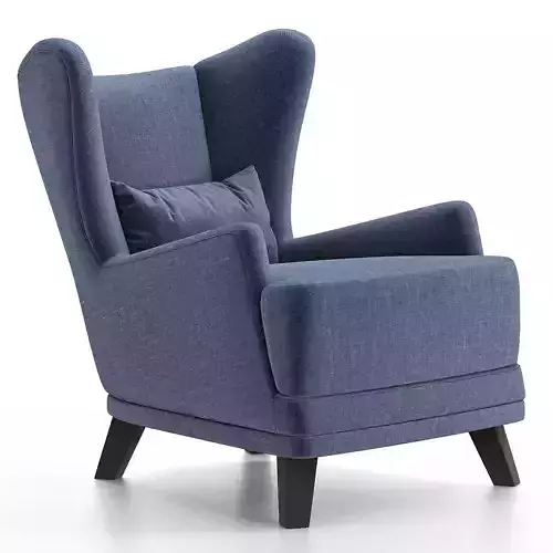 Armchair oxford Velvet Navy Blue 3d model