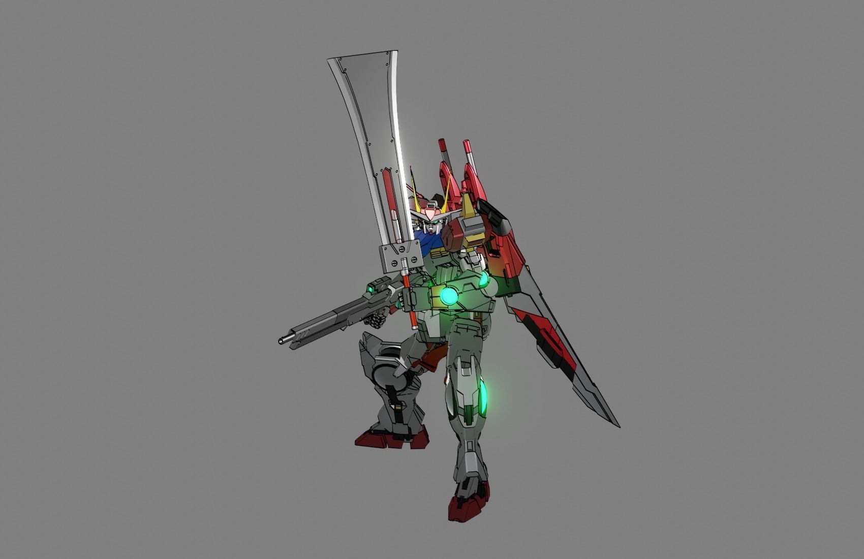 Attacker Gundam B 15 3D model_1