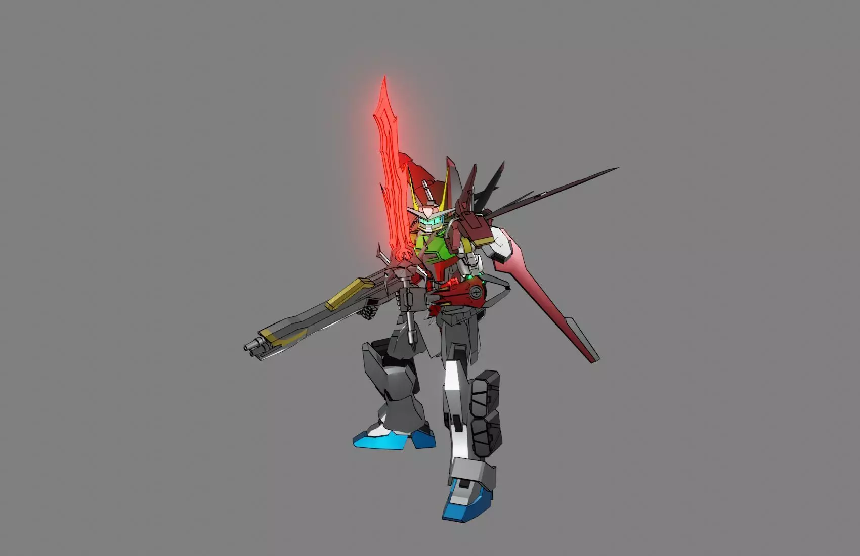 Attacker Gundam B 13 3D model_0